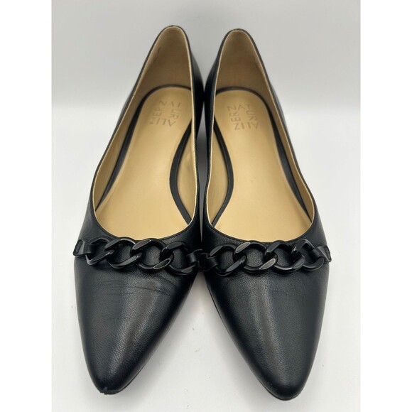 Naturalizer Becca Women's Chain Pumps Leather Black Matte Size 8 WIDE - Picture 2 of 9